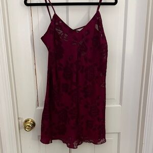 Vintage Victoria Secret Burgundy partly sheer  nightie.